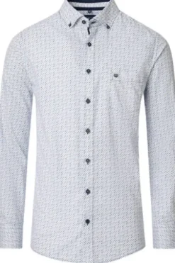 REDMOND Hemd blau gemustert Comfort Fit Langarm