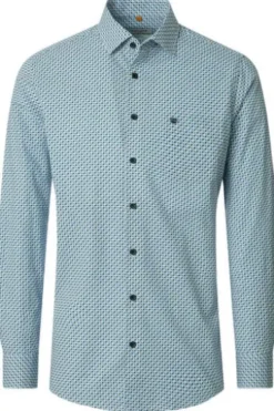 REDMOND Hemd blau gemustert Comfort Fit