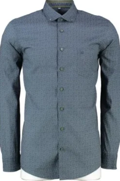 REDMOND Hemd blau/grün gemustert Comfort Fit Langarm
