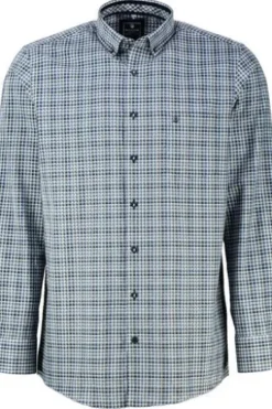 REDMOND Hemd blau kariert Comfort Fit Langarm Button-Down