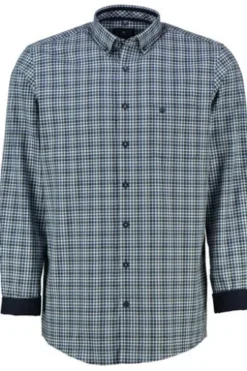 REDMOND Hemd blau kariert Comfort Fit Langarm Button-Down