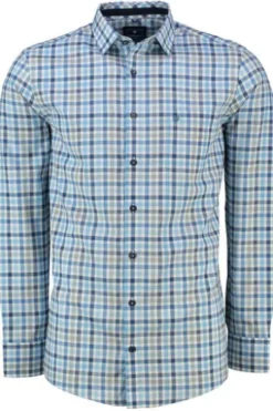 REDMOND Hemd blau kariert Regular Fit Langarm Button-Down
