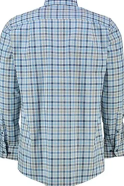 REDMOND Hemd blau kariert Regular Fit Langarm Button-Down