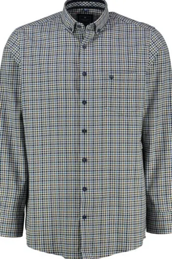 REDMOND Hemd braun kariert Comfort Fit Langarm Button-Down