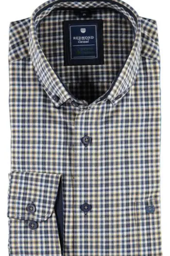 REDMOND Hemd braun kariert Comfort Fit Langarm Button-Down