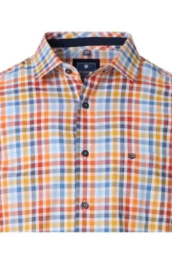 REDMOND Hemd gelb kariert Regular Fit Kurzarm Button-Down