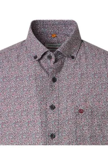 REDMOND Hemd grün kariert Casual Fit Kurzarm