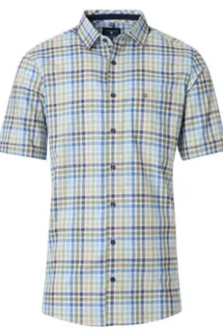 REDMOND Hemd grün kariert Regular Fit Kurzarm Button-Down