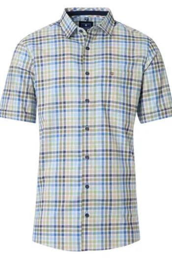 REDMOND Hemd grün kariert Regular Fit Kurzarm Button-Down