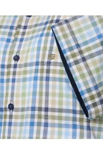 REDMOND Hemd grün kariert Regular Fit Kurzarm Button-Down