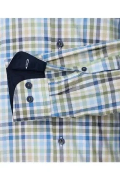REDMOND Hemd grün kariert Regular Fit Langarm Button-Down