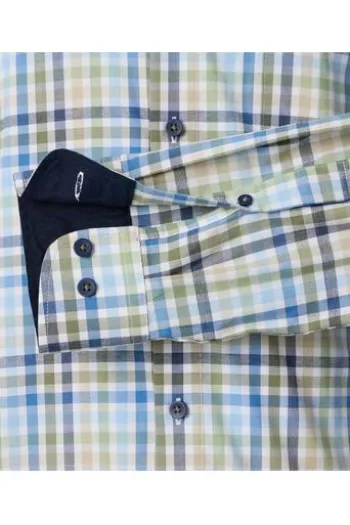 REDMOND Hemd grün kariert Regular Fit Langarm Button-Down