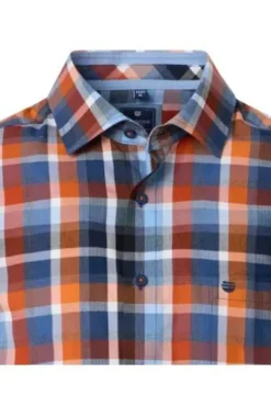 REDMOND Hemd orange kariert Comfort Fit Langarm