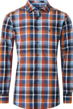 REDMOND Hemd orange kariert Comfort Fit Langarm