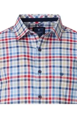 REDMOND Hemd rot kariert Regular Fit Langarm Button-Down