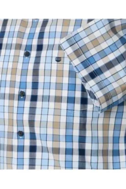 REDMOND Karo Hemd blau kariert Comfort Fit Kurzarm