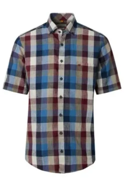 REDMOND Karo Hemd rot kariert Casual Fit Kurzarm