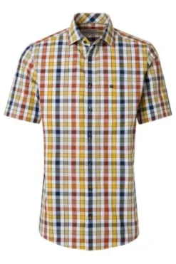 REDMOND Karo Hemd terra kariert Comfort Fit Kurzarm
