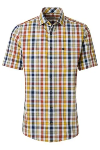 REDMOND Karo Hemd terra kariert Comfort Fit Kurzarm