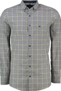 REDMOND Oxford Karo Hemd gelb kariert Regular Fit Langarm Button-Down