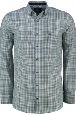 REDMOND Oxford Karo Hemd grün kariert Regular Fit Langarm Button-Down