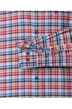 REDMOND Oxford Karo Hemd rot kariert Comfort Fit