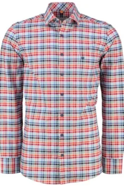 REDMOND Oxford Karo Hemd rot kariert Comfort Fit