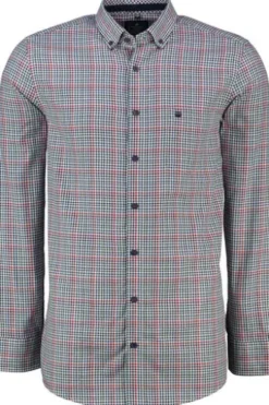 REDMOND Oxford Karo Hemd rot kariert Regular Fit Langarm Button-Down