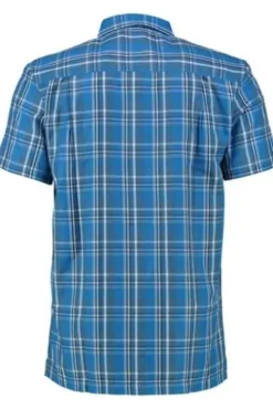 REGATTA Funktionshemd Mindano blau kariert Regular Fit Kurzarm