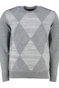 Rundhals Pullover mercury grey gemustert