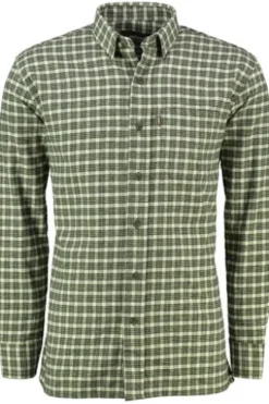 SKOGEN Flanell Hemd oliv kariert Regular Fit Langarm