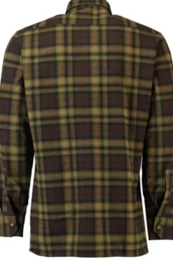 SKOGEN Flanell Hemd oliv kariert Regular Fit Langarm Kentkragen