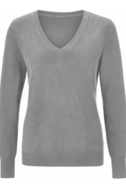 S.MARLON Cashmere V-Ausschnitt Pullover hellgrau