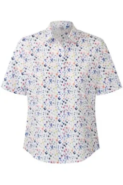 SOMMERMANN Bluse Weiß-multicolour gepunktet Kurzarm