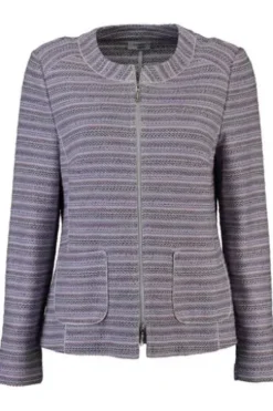 SOMMERMANN Strickjacke lavendel gestreift in farbharmonischer Weboptik