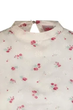SPIETH & WENSKY Dirndlbluse Halina Beige-rot geblümt Kurzarm