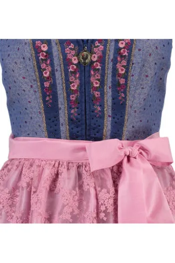 SPIETH & WENSKY Dirndl Hibiskus blau/rosa