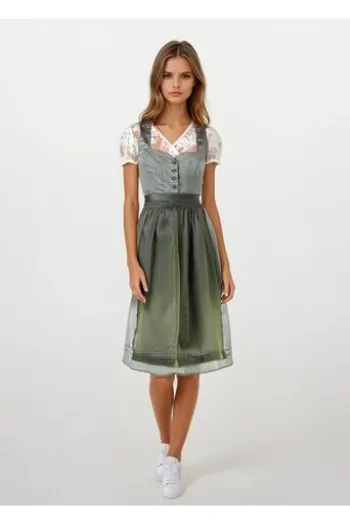 SPIETH & WENSKY Dirndl oliv gemustert Flamingo (70 cm)