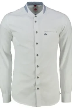 SPIETH & WENSKY Hemd Fiersbach weiss/blau Slim Fit Langarm