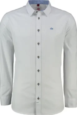 SPIETH & WENSKY Hemd Flachbach weiss/blau Slim Fit Langarm
