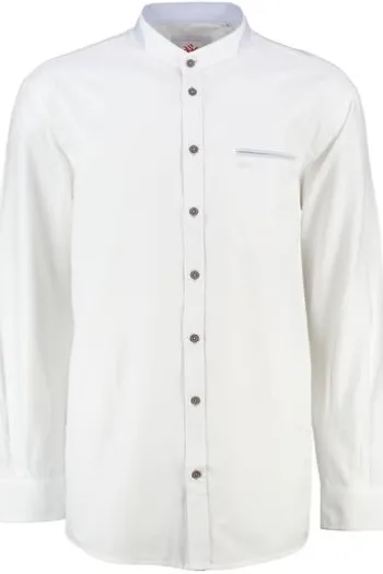 SPIETH & WENSKY Hemd Haibach weiss/m.blau einfarbig Slim Fit