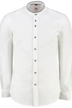 SPIETH & WENSKY Hemd Hof weiss/braun einfarbig Slim Fit