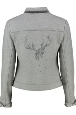 SPIETH & WENSKY Jacke grau mit Hirschgeweih-Applikation