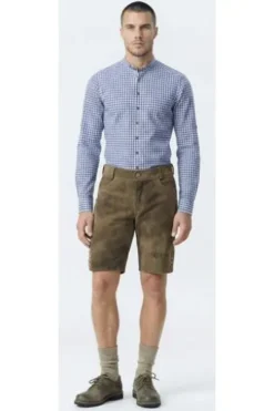 SPIETH & WENSKY Leder-Shorts Pio schotter Ziegenleder