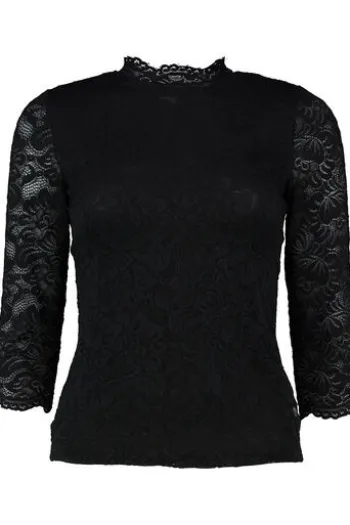 SPIETH & WENSKY Spitzenshirt Amberg schwarz 3/4-Arm in edler Optik