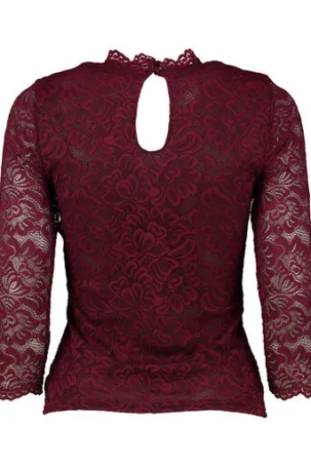 SPIETH & WENSKY Spitzenshirt Amberg bordeaux 3/4-Arm in edler Optik