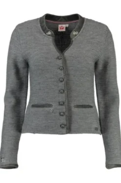 SPIETH & WENSKY Strickjacke Malta grau mit edlen Samtabsetzungen