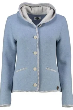 STAPF Strickjacke Malwine hellblau hochwertiger Linksstrick Made in Österreich