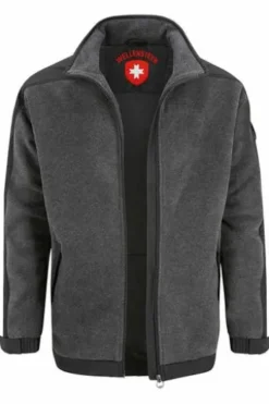 WELLENSTEYN Jet-Fleece-Jacke JJ-10 melange/schwarz windabweisend, wasserabweisend, atmungsaktiv