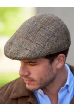 WELLINGTON OF BILMORE Harries Tweed Mütze Henry Cap walnut check kariert